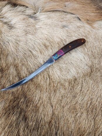 #6424Tomato Knife W Dyed Maple/Rosewood Handle