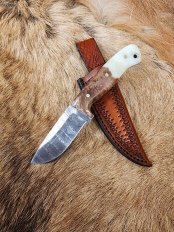 #6462 Damascus Hunting/Camp Knife W Maple/Alumilite®Resin Handle