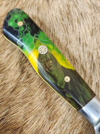 #6524  Damascus Kiritsuke Chef’s Knife W Dyed Maple/Aluimilite® Honeycomb Resin Handle