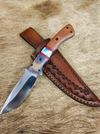 #6550 Stainless Tactical Knife W Custom Leather Sheath