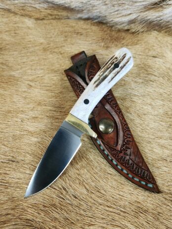 #6658 Custom Knife w Elk Antler Handle