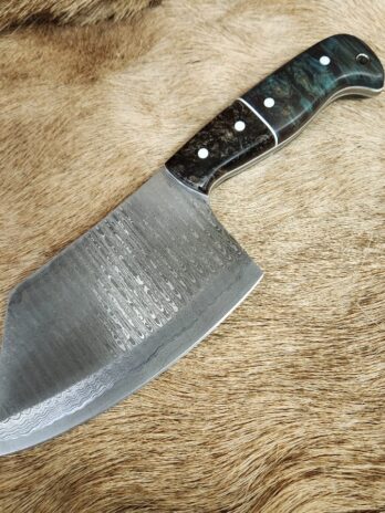 #6732 Damascus Cleaver W Custom Handle