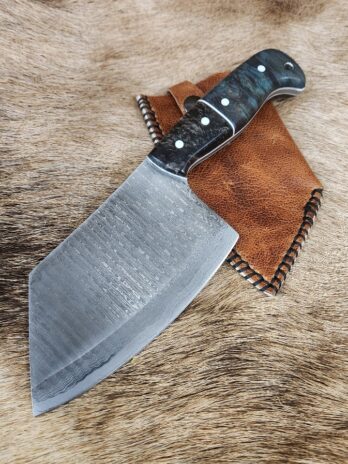 #6732 Damascus Cleaver W Custom Handle