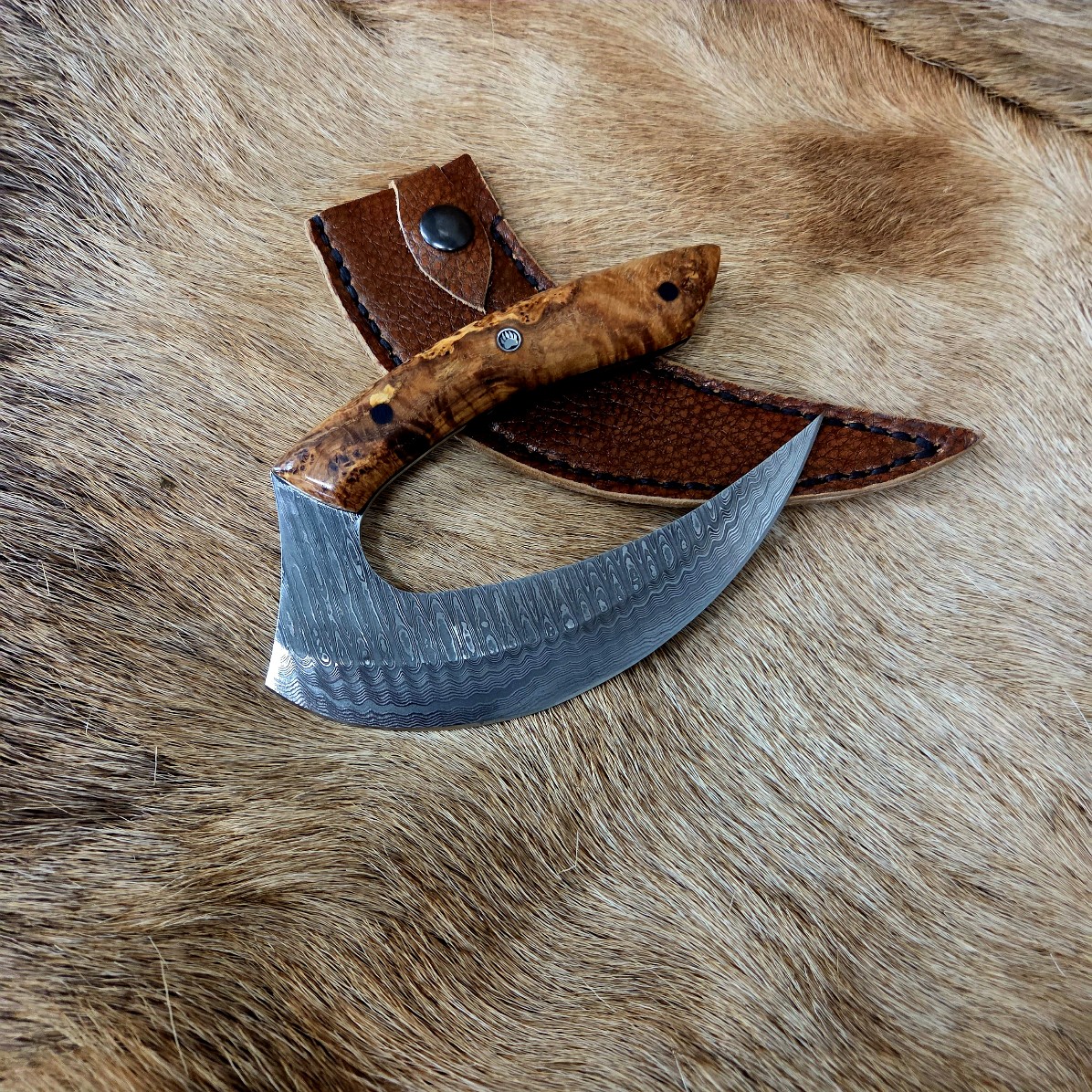 #7018 Beautiful Custom Damascus Ulu