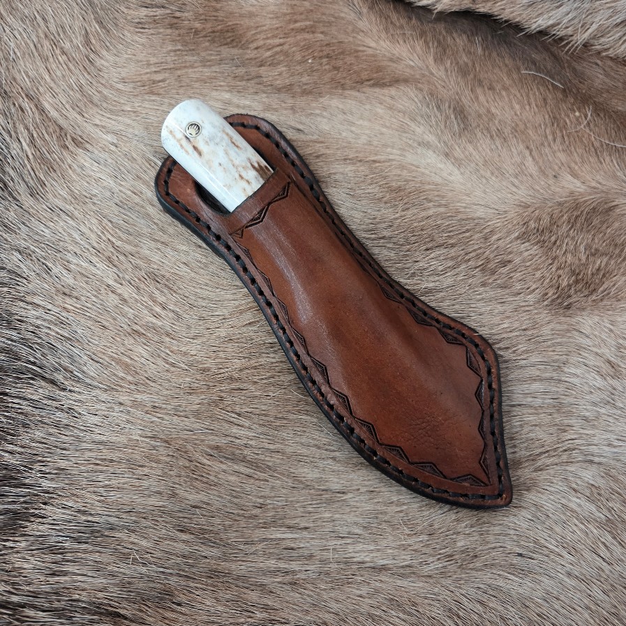 #7038 Damascus Drop Point Knife - Image 5