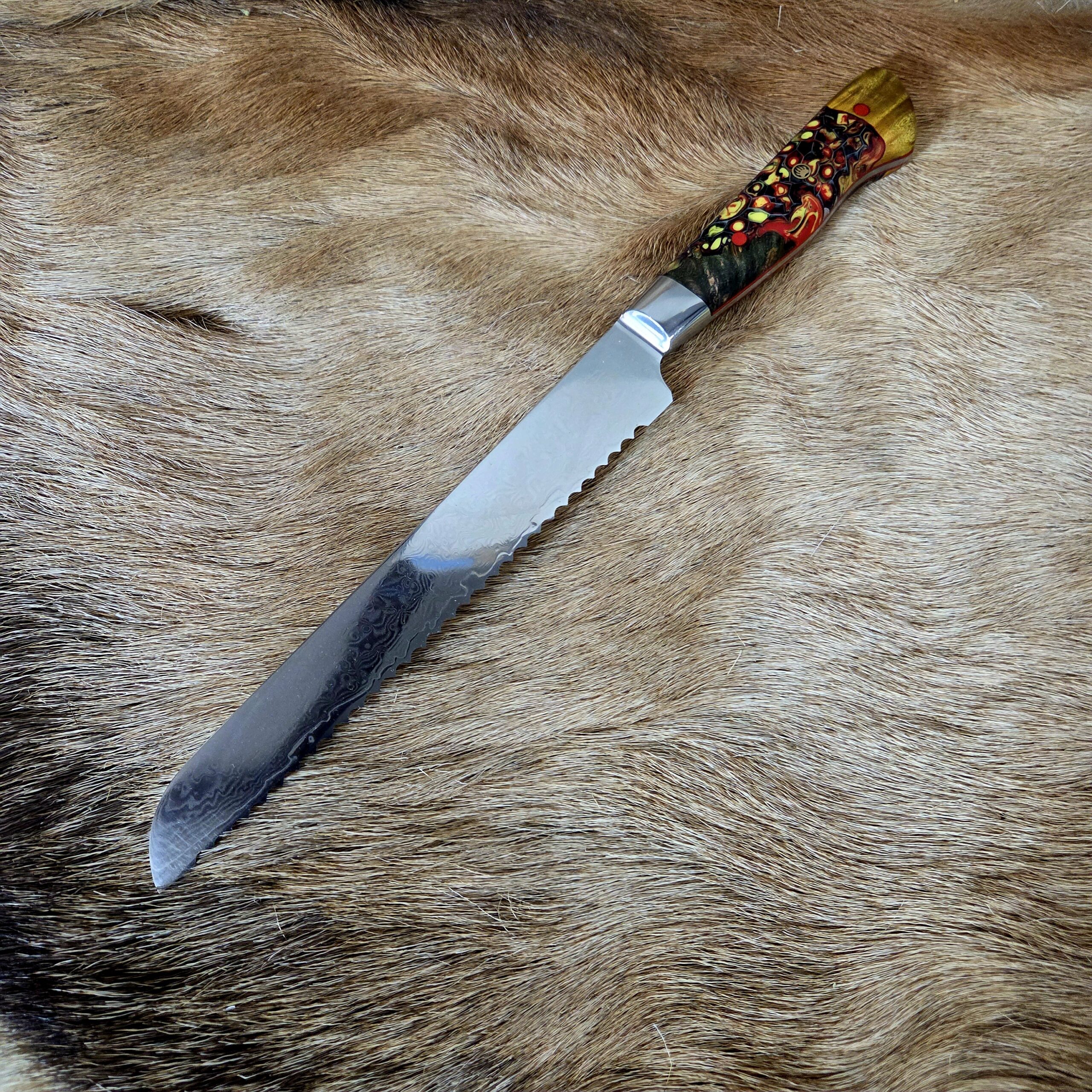 #7040 Damascus Bread Knife - Image 4