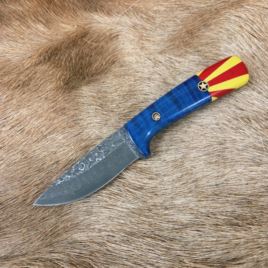 #7068 Damascus Drop Point Knife - Image 5