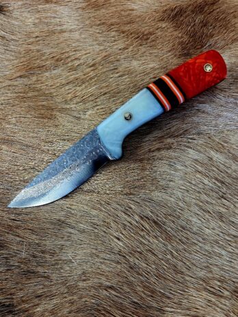 #7066 Damascus Drop Point Knife Cross Draw