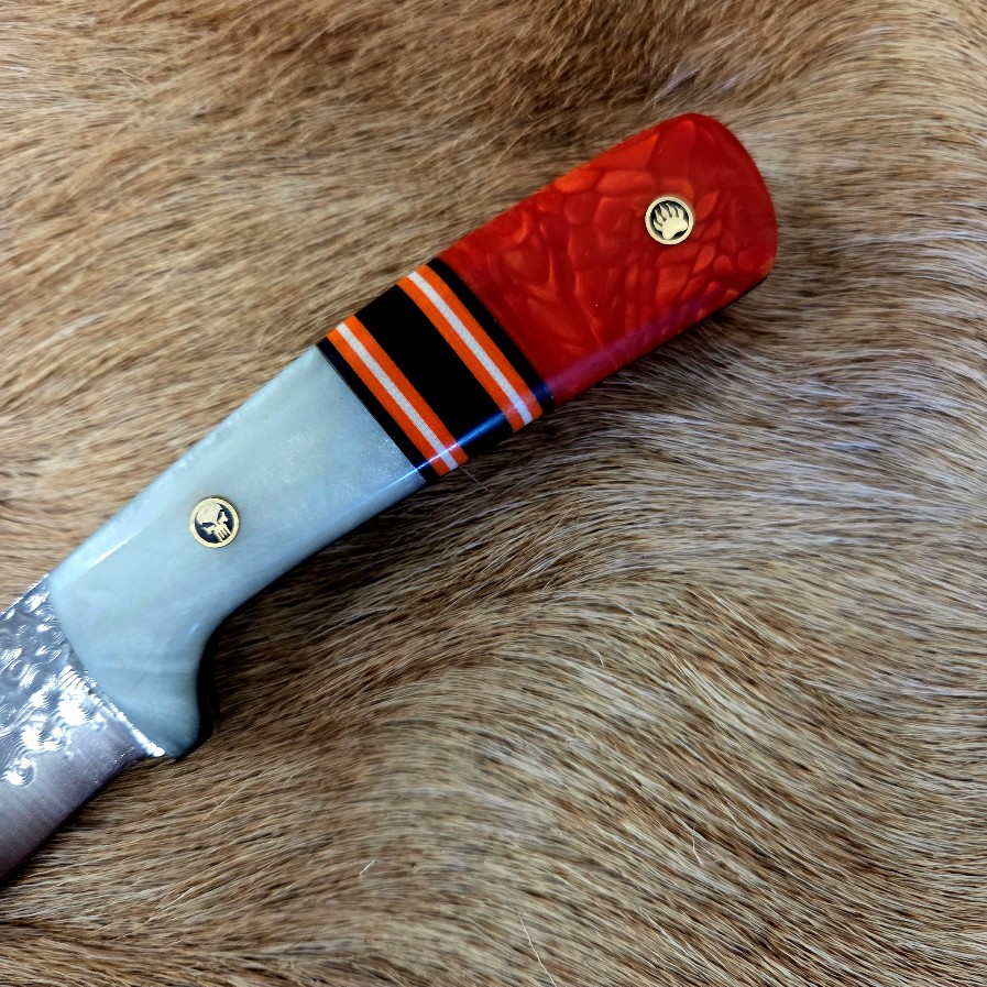 #7066 Damascus Drop Point Knife Cross Draw - Image 5