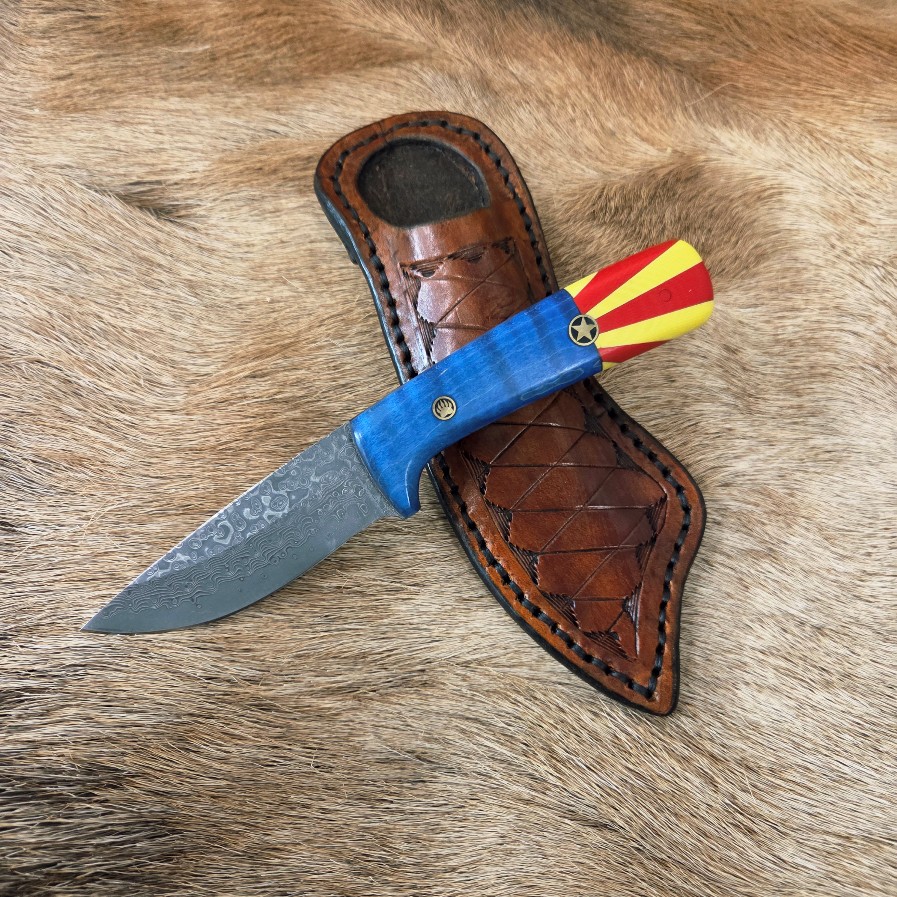 #7068 Damascus Drop Point Knife - Image 2