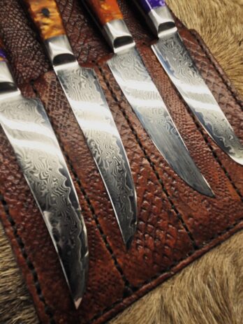#7102 Handcrafted Damascus Steak Knife Set