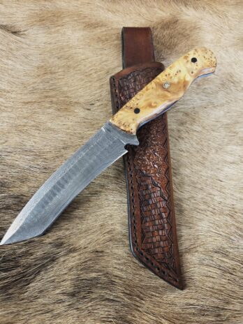 #7126 Large Damascus Bushcraft Style Knife