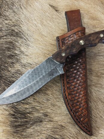 #7124 Large Damascus Bushcraft Style Knife