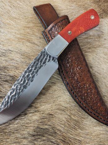 #7128 Large Hammered Steel Bushcraft Style Knife