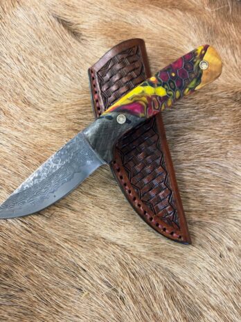 #7132 Damascus Drop Point Knife