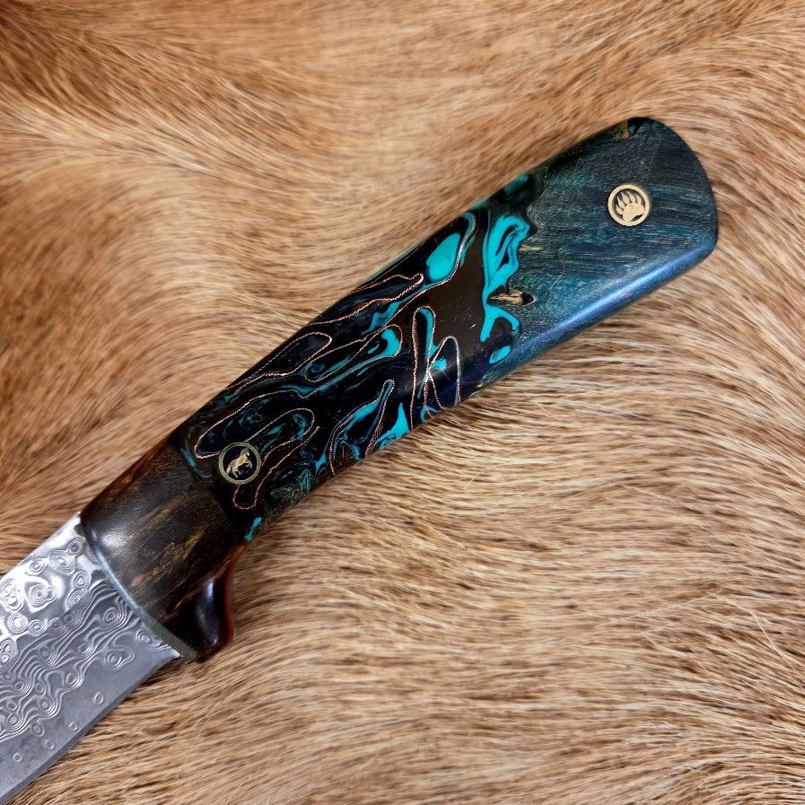 #7162 Damascus Drop Point Knife - Image 5
