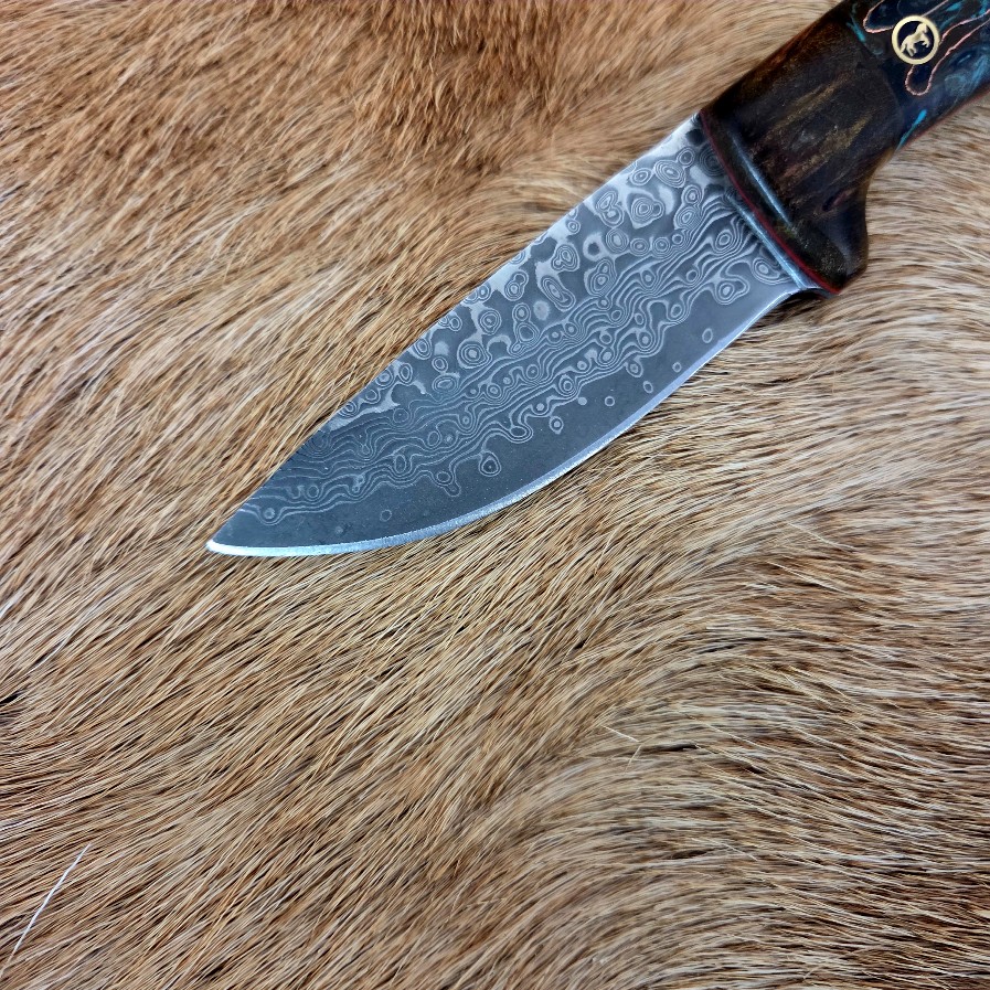 #7162 Damascus Drop Point Knife - Image 4
