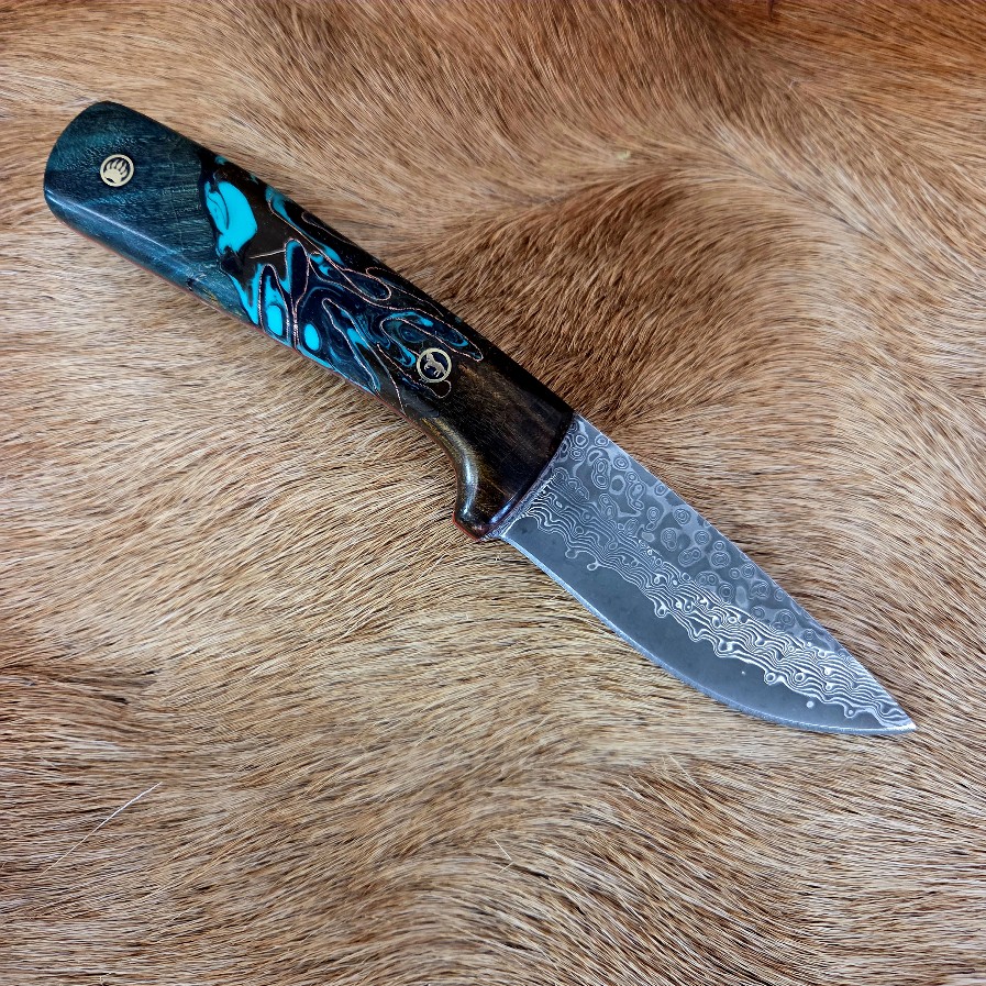 #7162 Damascus Drop Point Knife - Image 3