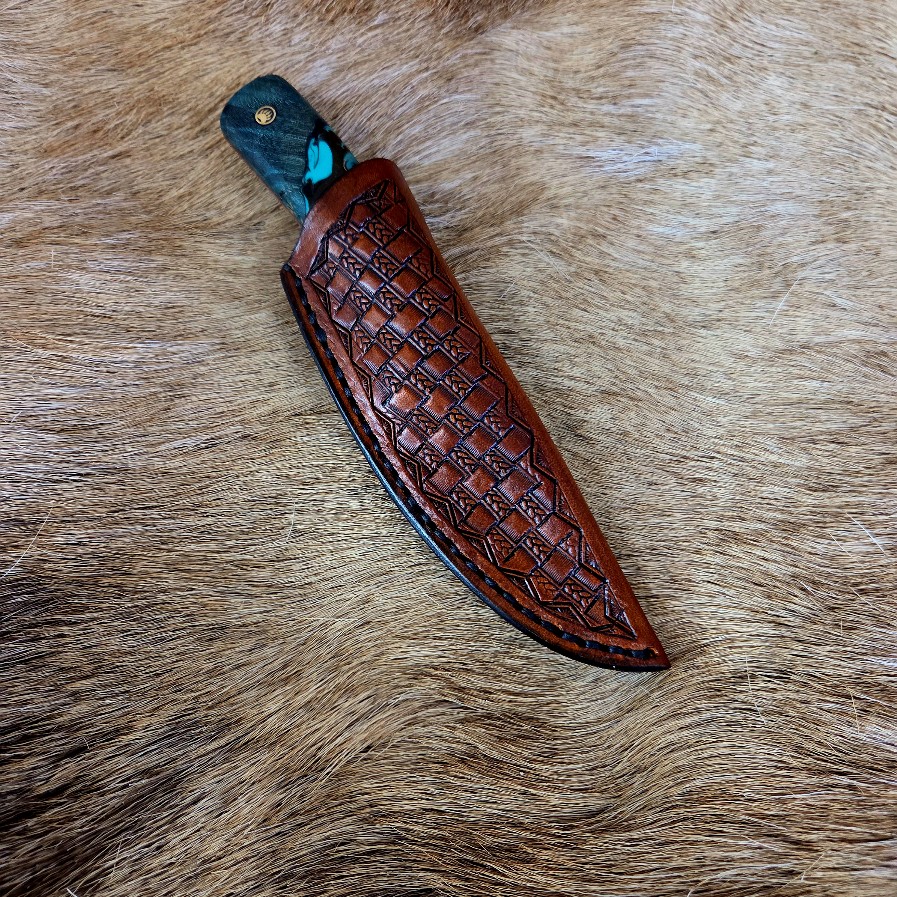 #7162 Damascus Drop Point Knife - Image 2