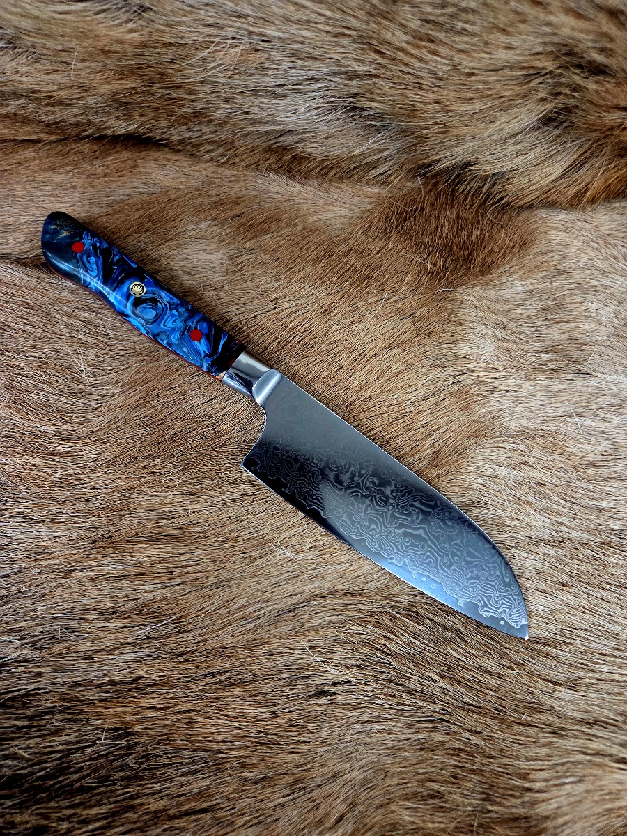 #7252 Damascus Santoku Chef's Knife - Image 4