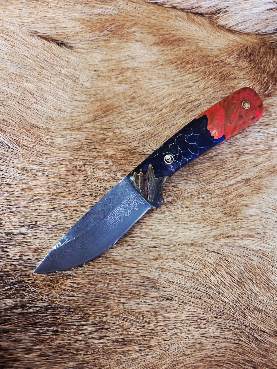 #7284 Damascus Drop Point Knife - Image 4